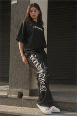 Black Grunge Beat The Odds Straight Baggy Pants