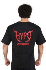 Black Grunge Oversized T-Shirt With Red Print