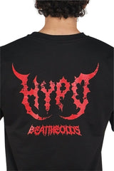 Black Grunge Oversized T-Shirt With Red Print