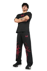 Black Grunge Oversized T-Shirt With Red Print