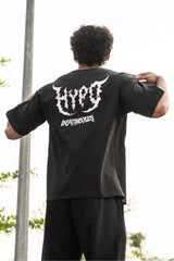 Black Grunge Oversized T-Shirt With White Print