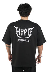 Black Grunge Oversized T-Shirt With White Print