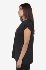 Black Grunge Oversized Tank Top With Red Print