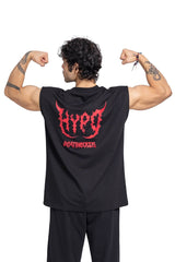 Black Grunge Oversized Tank Top With Red Print