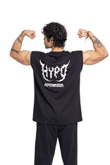 Black Grunge Oversized Tank Top With White Print