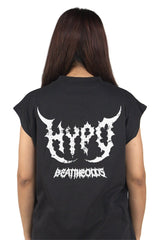 Black Grunge Oversized Tank Top With White Print