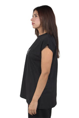 Black Grunge Oversized Tank Top With White Print