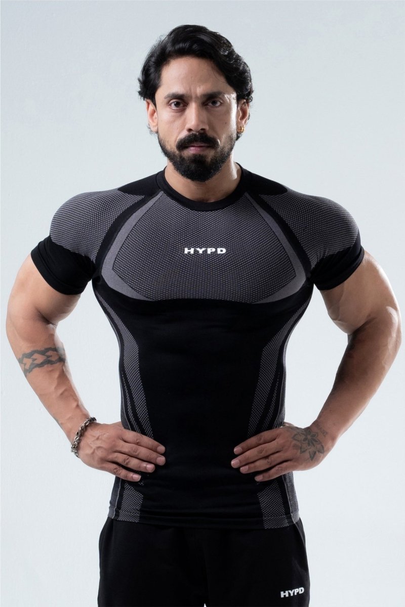 Black HYPEX Seamless Compression T-Shirt for Men