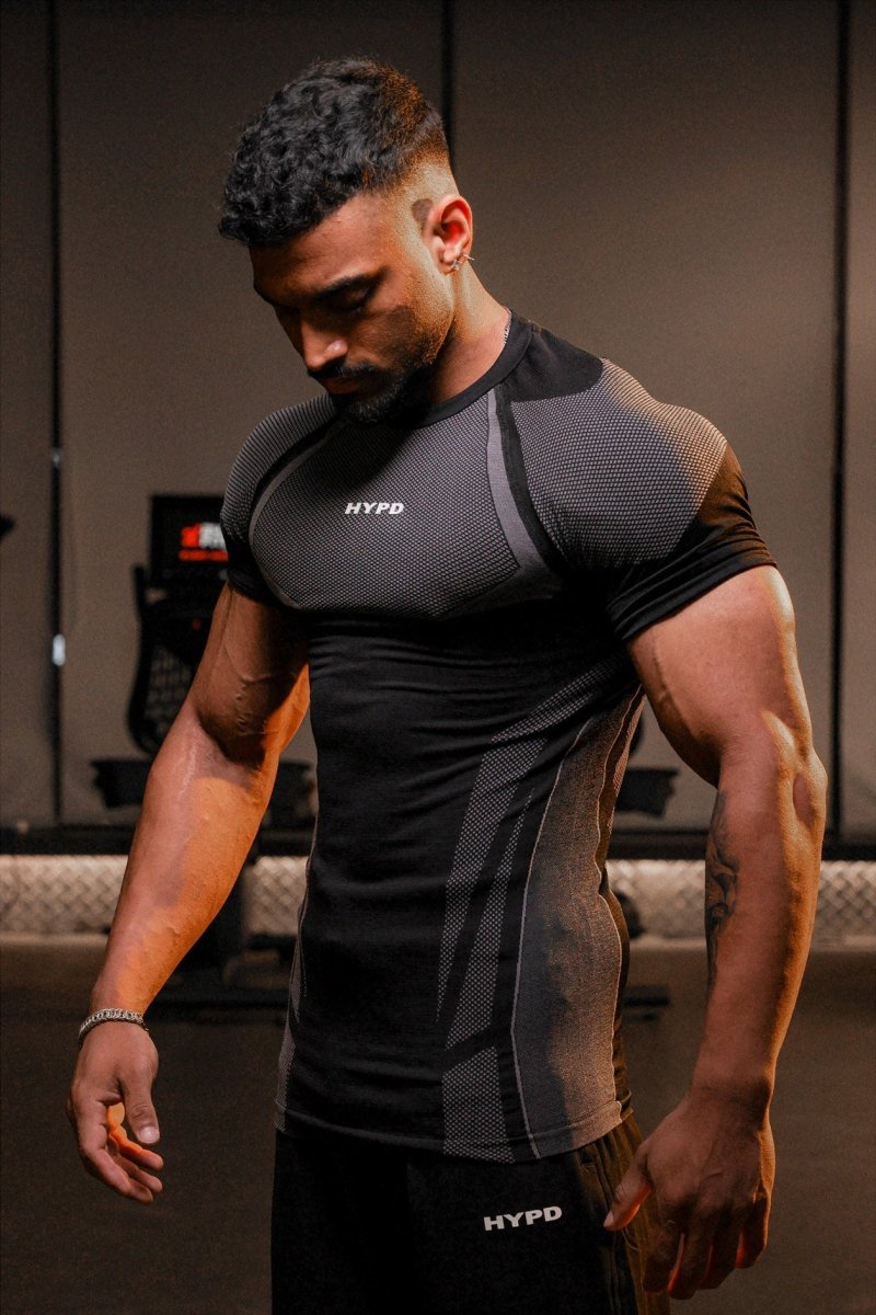 Black HYPEX Seamless Compression T-Shirt for Men