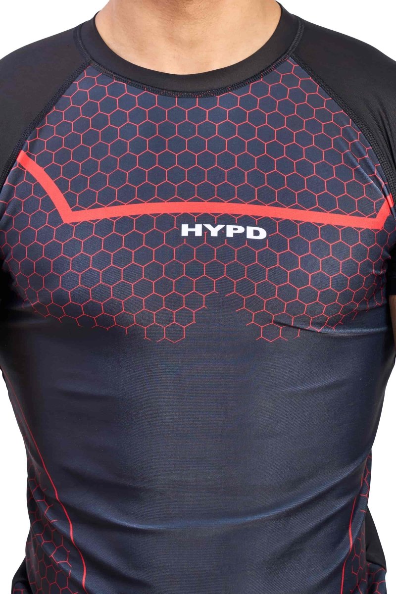 Black Legacy Compression T-Shirt With Red Print - HYPD Sports