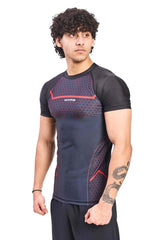 Black Legacy Compression T-Shirt With Red Print - HYPD Sports