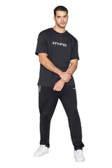 Black Oversized T-Shirt Puff Print(Grey) - HYPD Sports