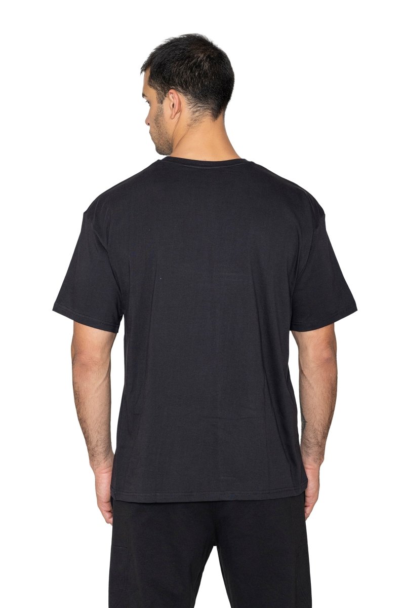 Black Oversized T-Shirt Puff Print(Grey) - HYPD Sports