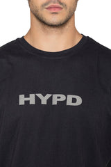 Black Oversized T-Shirt Puff Print(Grey) - HYPD Sports