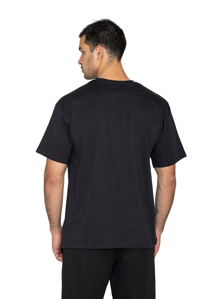 Black Oversized T-Shirt Puff Print(Red) - HYPD Sports