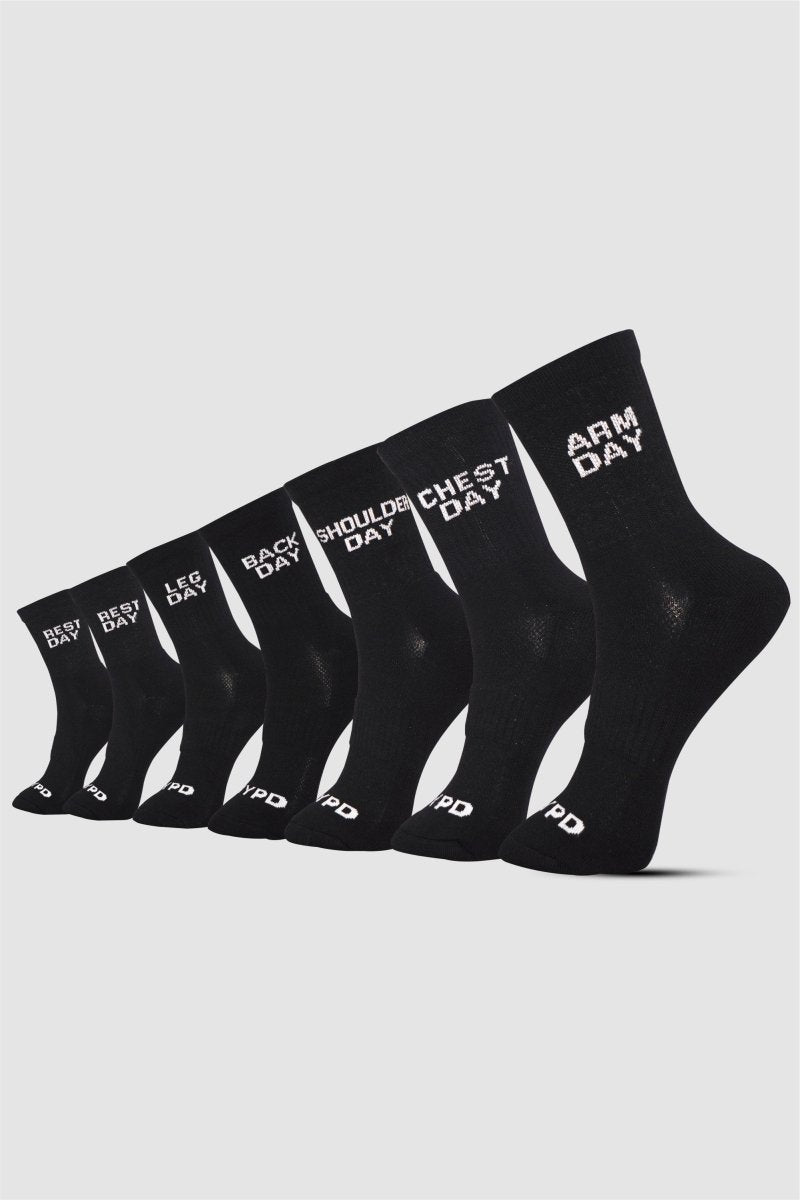 Black Pack of 7 Everyday Workout Socks - HYPD Sports