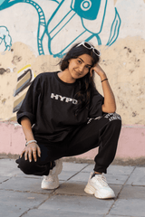 Black Shoot For The Moon Oversized T-Shirt Women - HYPD Sports