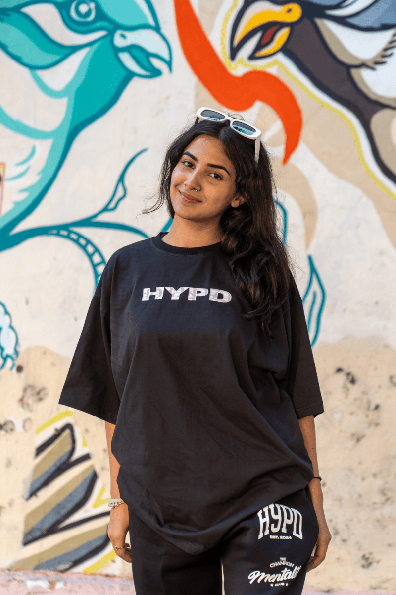 Black Shoot For The Moon Oversized T-Shirt Women - HYPD Sports