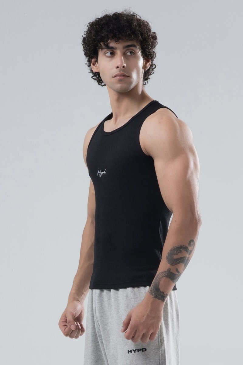 Black Signature Ribbed Vest
