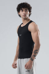 Black Signature Ribbed Vest