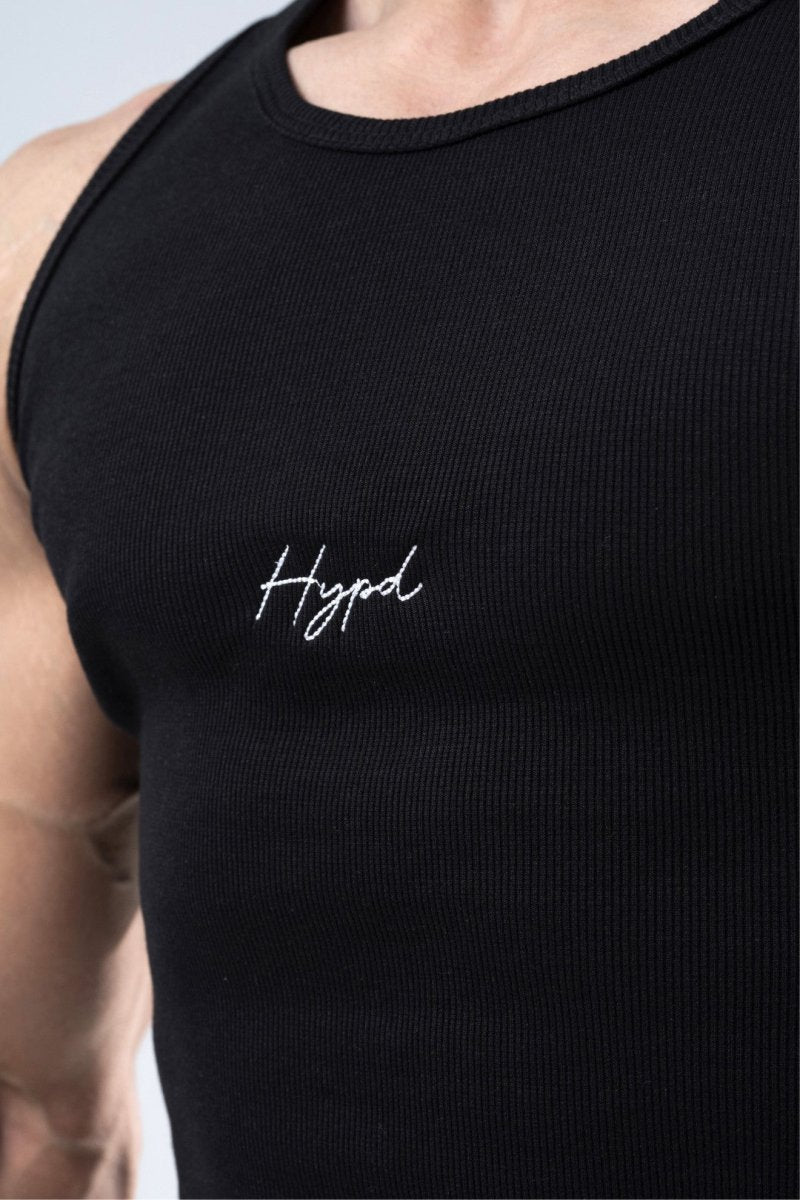 Black Signature Ribbed Vest