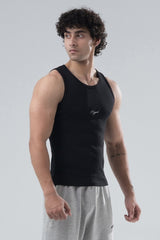 Black Signature Ribbed Vest