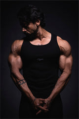 Black Signature Ribbed Vest