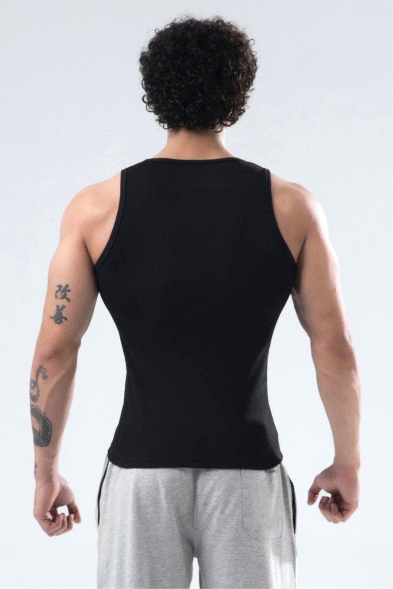 Black Signature Ribbed Vest