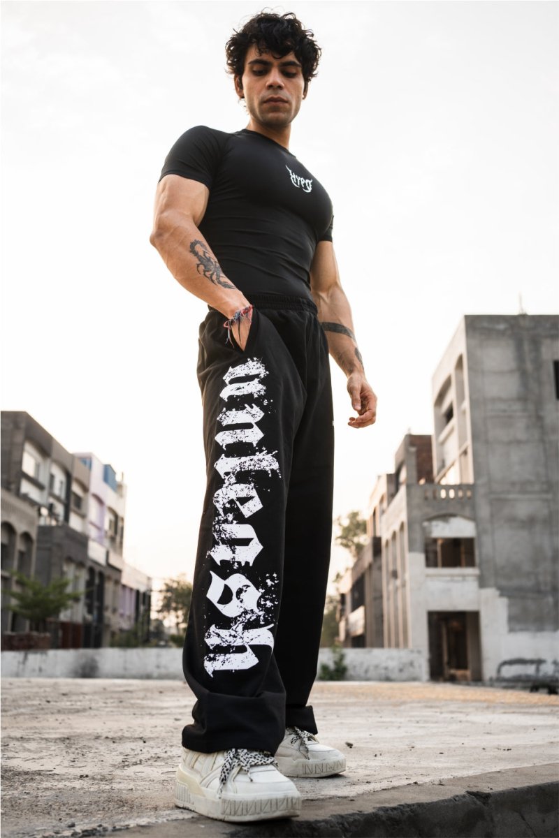 Black Unleash Straight Baggy Pants