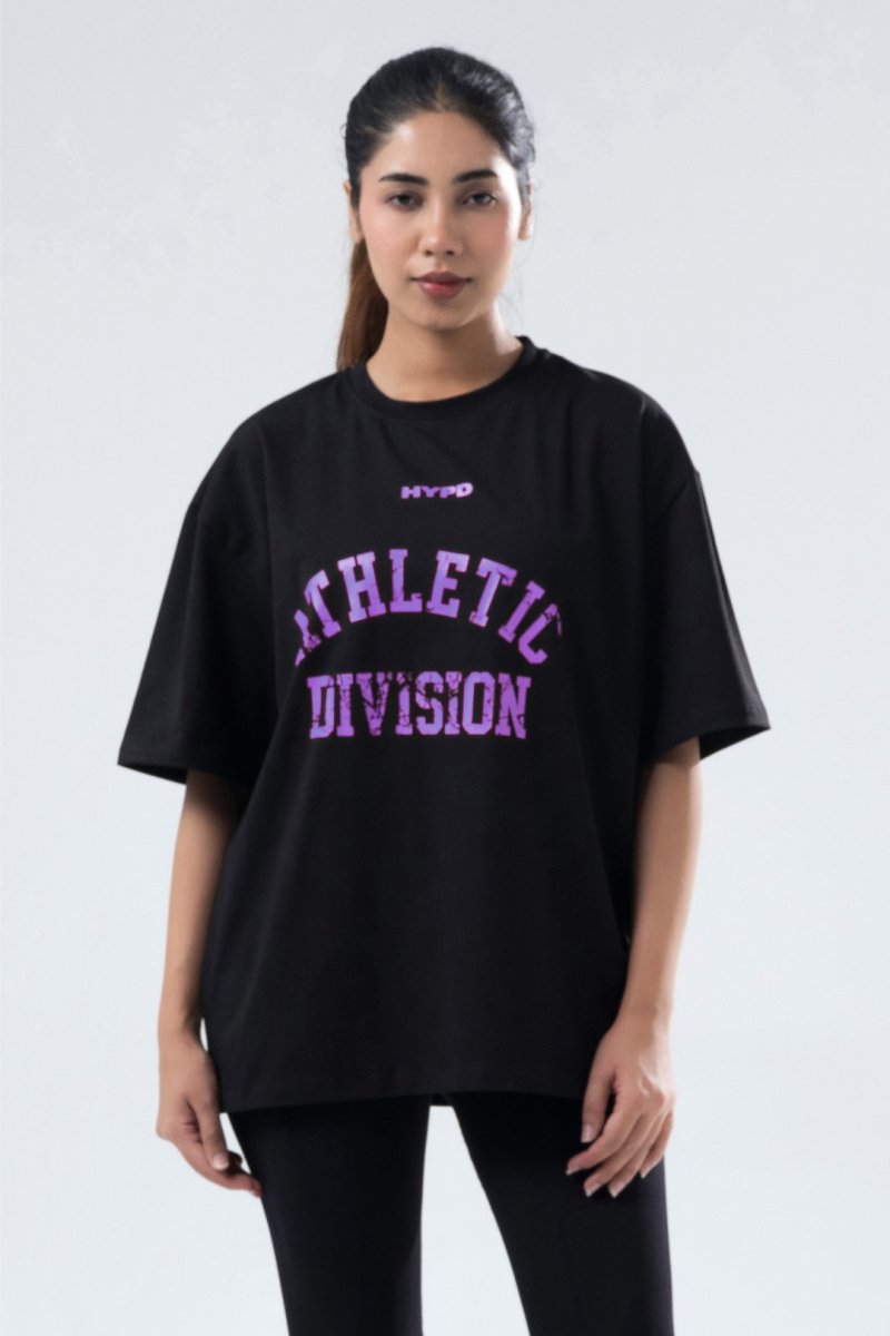 Black/Purple Athletic Division Oversized T-Shirt Women
