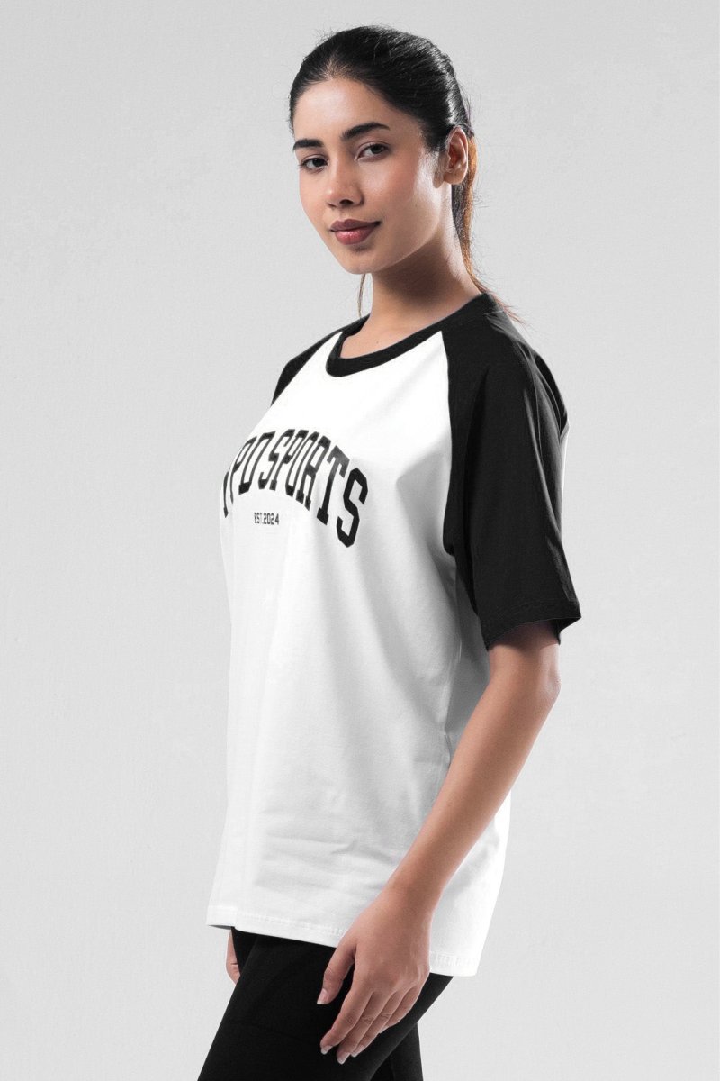 Black/White Raglan Oversized T-Shirt Women