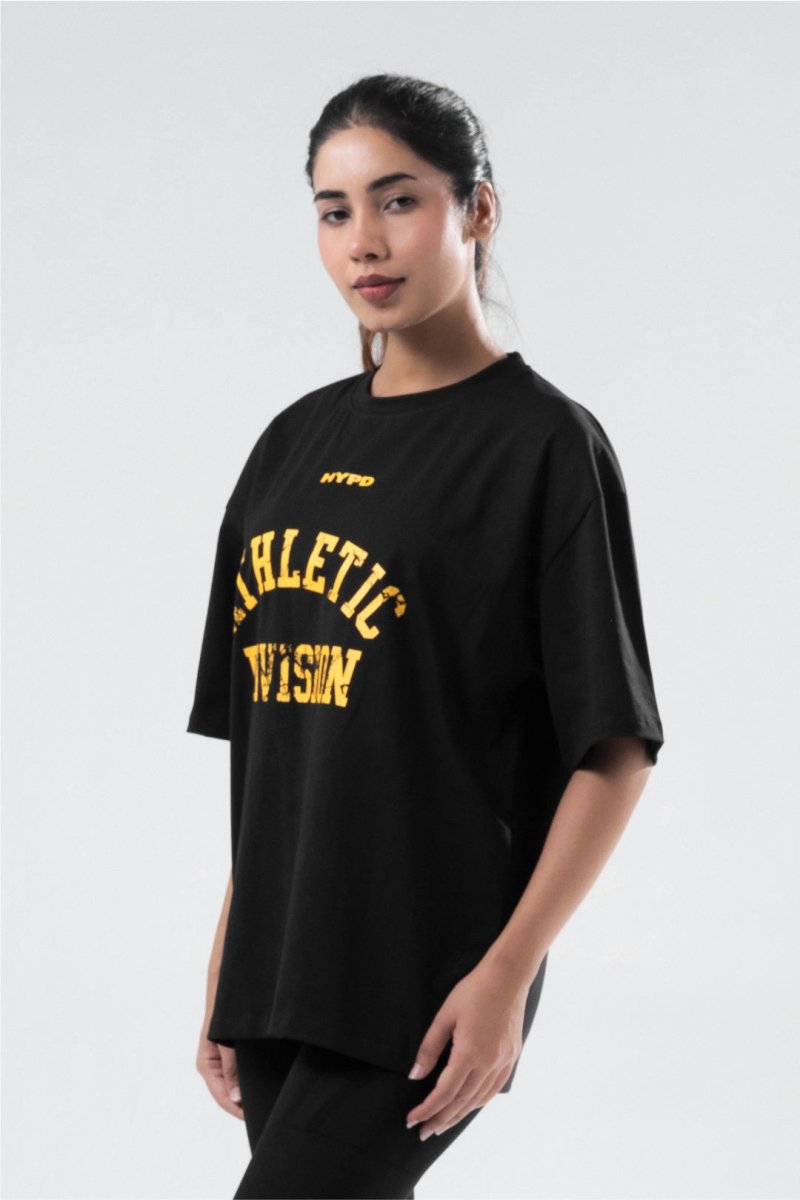 Black/Yellow Athletic Division Oversized T-Shirt Women