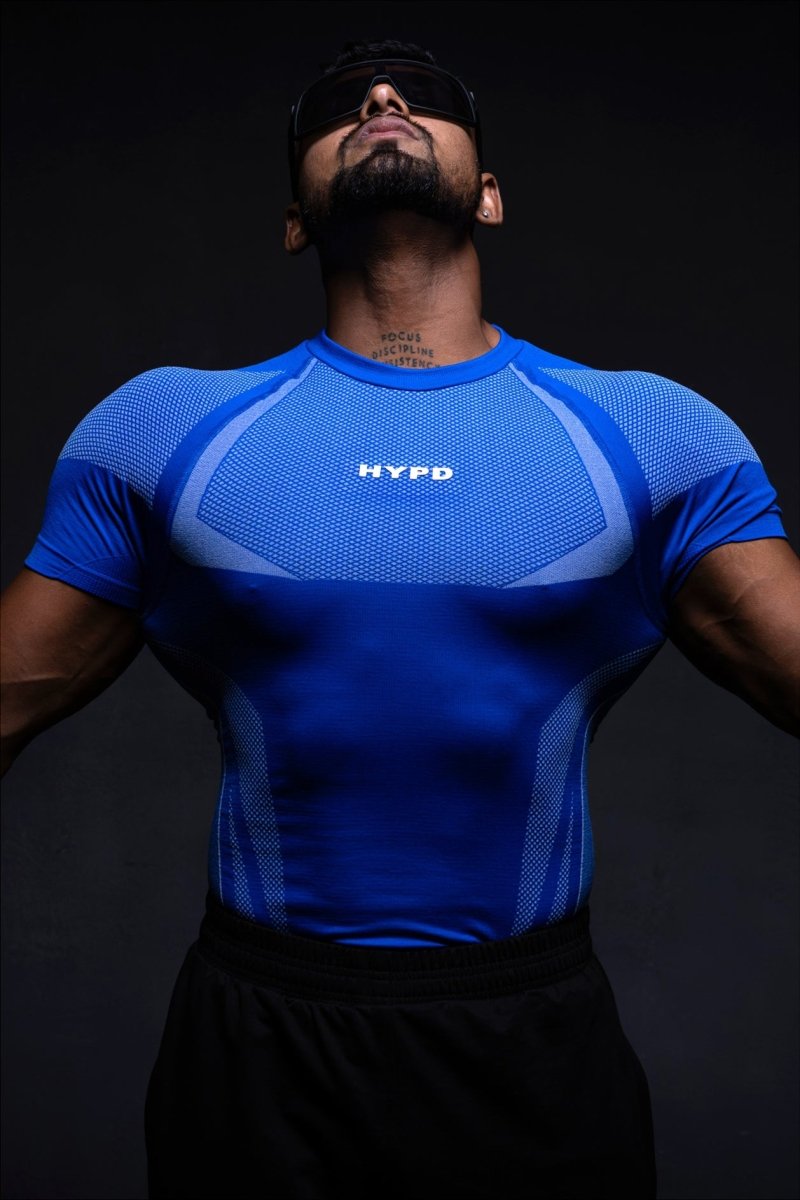 Blue HYPEX Seamless Compression T-Shirt for Men