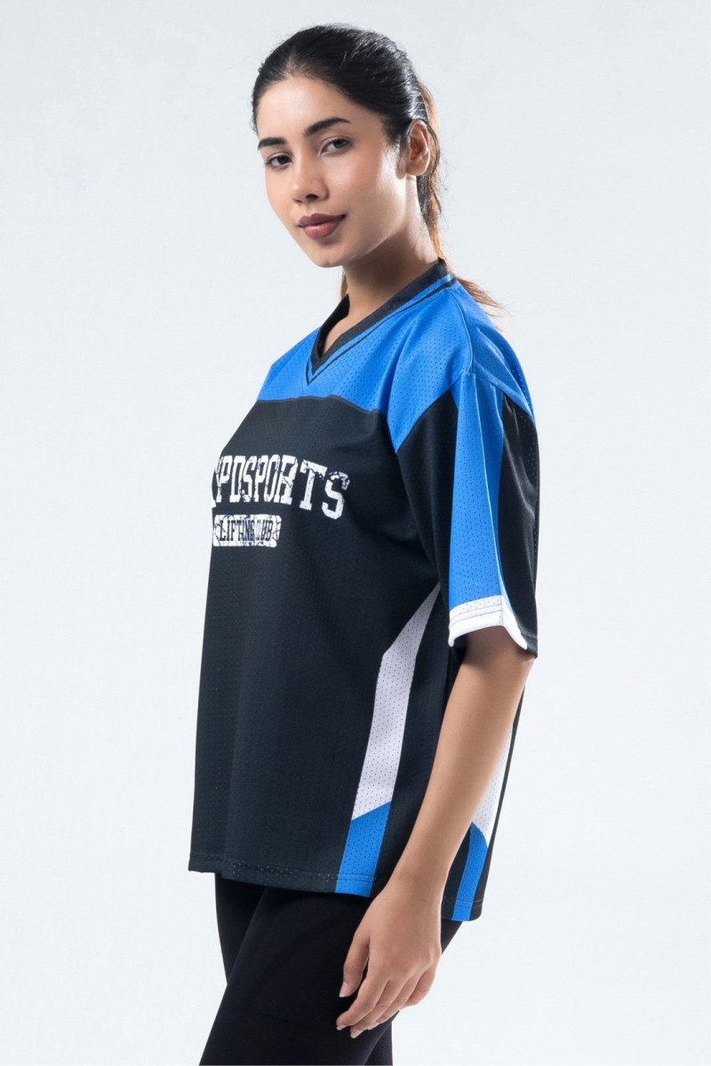 Blue Lifting Club Oversized Training Jersey For Her