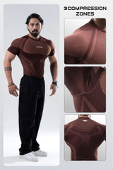 Brown HYPEX Seamless Compression T-Shirt for Men