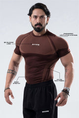 Brown HYPEX Seamless Compression T-Shirt for Men