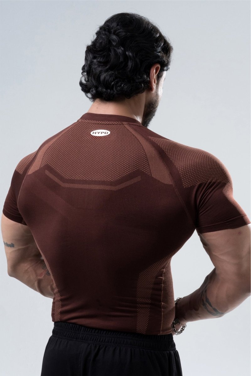 Brown HYPEX Seamless Compression T-Shirt for Men
