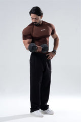 Brown HYPEX Seamless Compression T-Shirt for Men