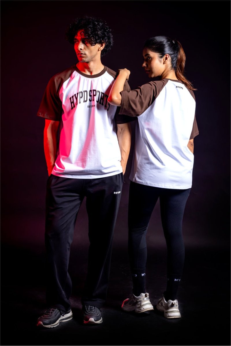 Brown/White Raglan Oversized T-Shirt