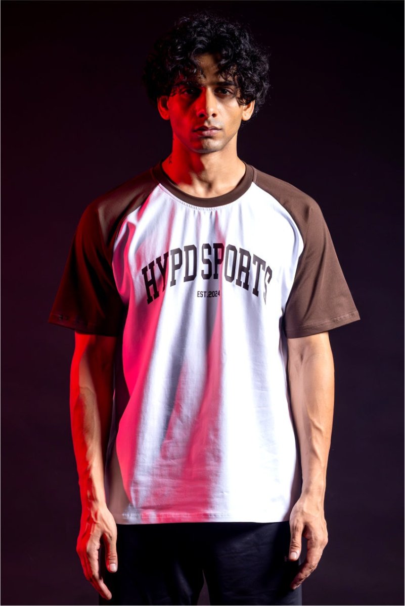 Brown/White Raglan Oversized T-Shirt