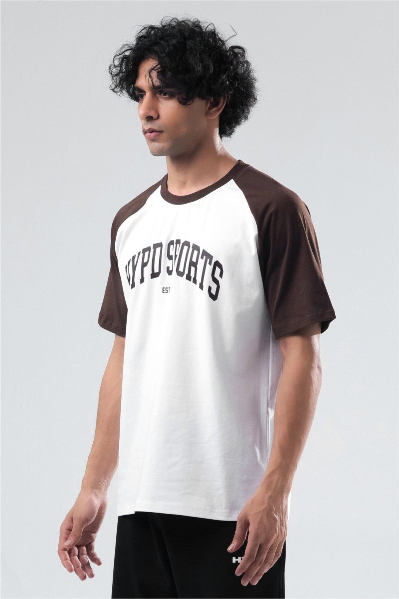 brown/white raglan oversized t-shirt mens 