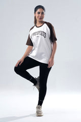 Brown/White Raglan Oversized T-Shirt Women
