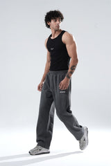 Dark Grey Melange Essential Straight Fit Track Pants