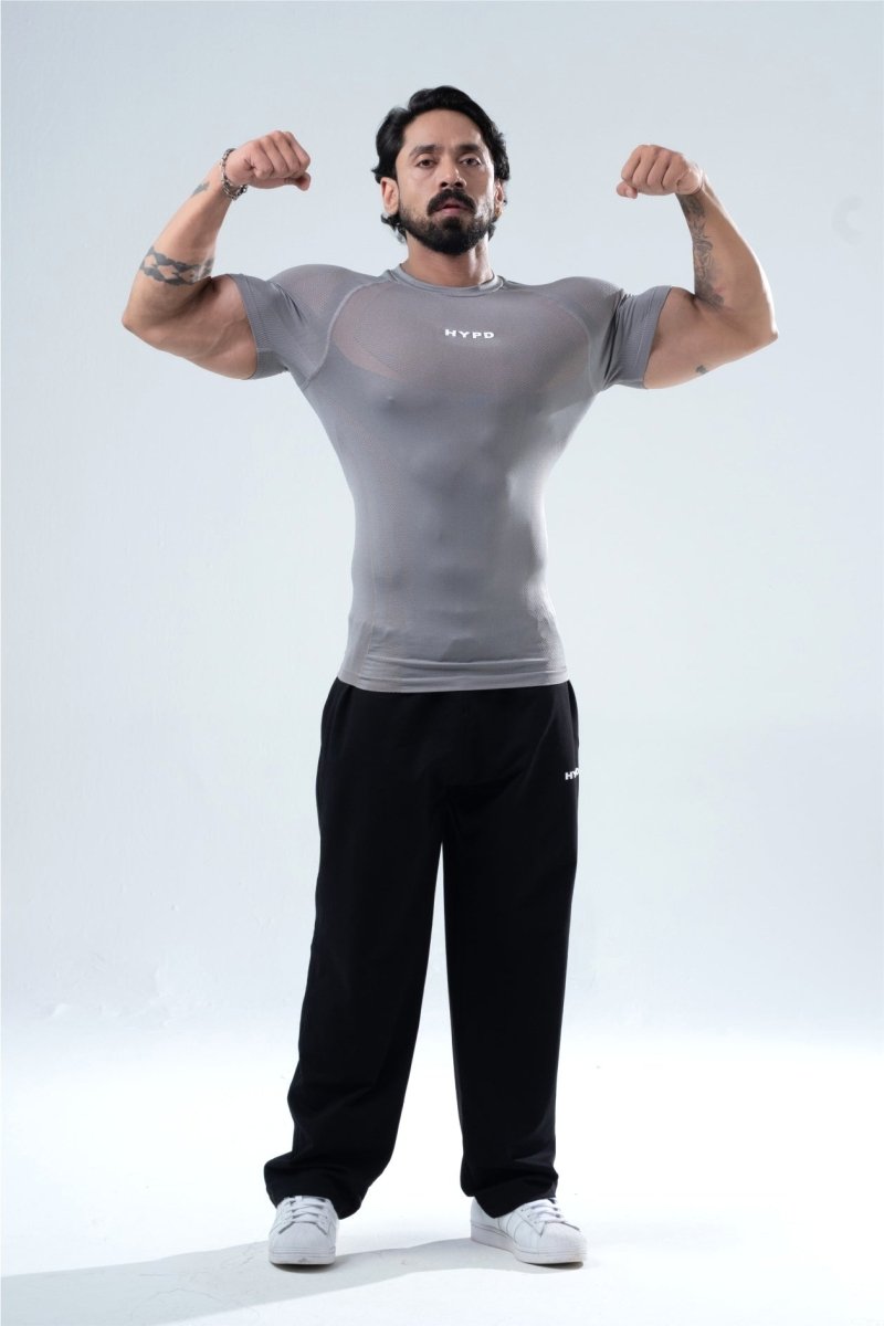 Grey HYPEX Seamless Compression T-Shirt for Men