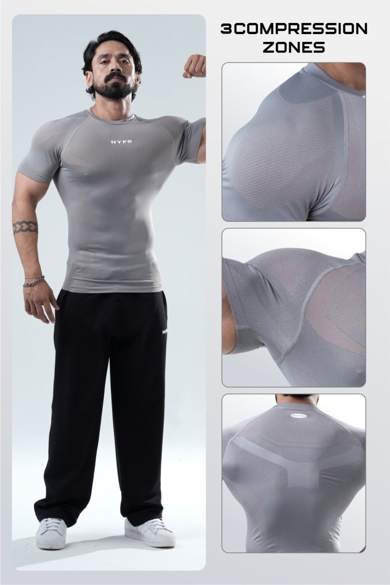 Grey HYPEX Seamless Compression T-Shirt for Men