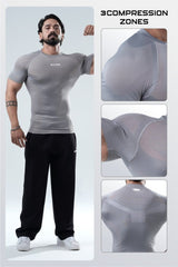 Grey HYPEX Seamless Compression T-Shirt for Men
