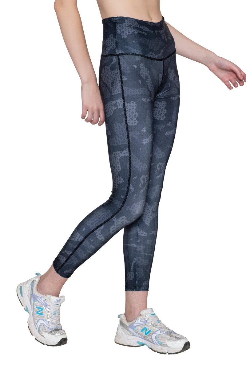 Grey Printed Dynamic Leggings - HYPD Sports
