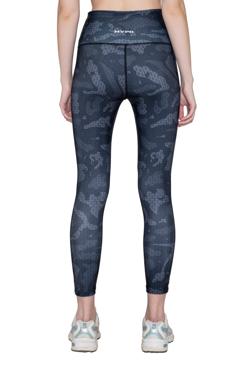 Grey Printed Dynamic Leggings - HYPD Sports