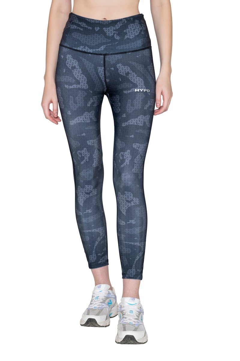 Grey Printed Dynamic Leggings - HYPD Sports