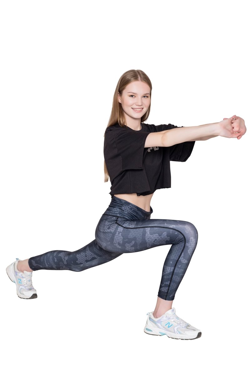 Grey Printed Dynamic Leggings - HYPD Sports